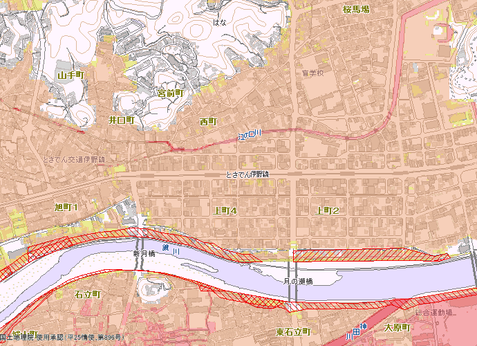 洪水ハザードマップの例